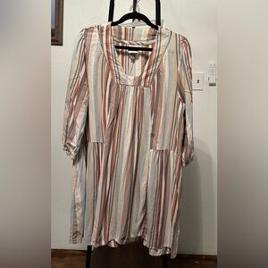 Striped Flowy Multicolor Tunic Dress
